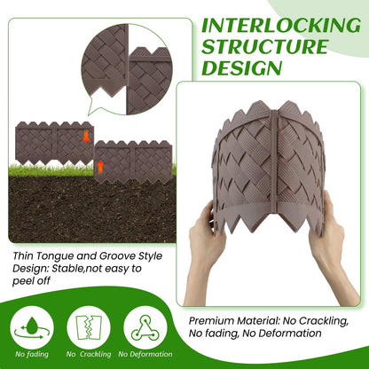 30-Pack Weaving Flower Bed Garden Edging Borders (30 FT) - No Dig Border Edgings with 8.5” Anchor Stakes & Interlocking Design-Thickened Borders for Lawns, Flower Beds & Landscaping