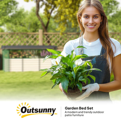 Outsunny 7.3 x 3.4 x 2 ft Galvanized Raised Garden Bed with Crop Cage Plant Protection Net and Shade Cloth Roof, Metal Planter Box with Cover for Vegetables, Flowers, Herbs, Beige