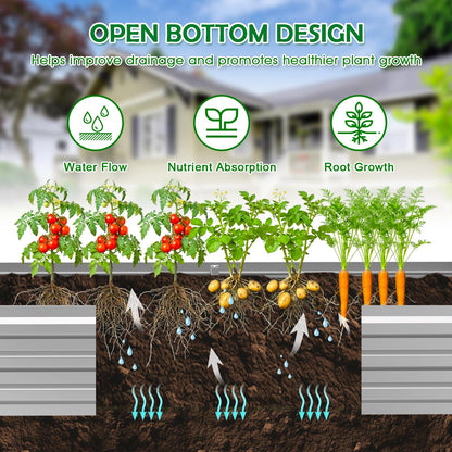 Tegarbed 6x3x1FT Galvanized Raised Garden Bed Outdoor Patio, Large Rectangular Metal Planter Boxes,Plant Container Kit for Gardening, Vegetables, Flowers, Herbs,Silver,1 Pack