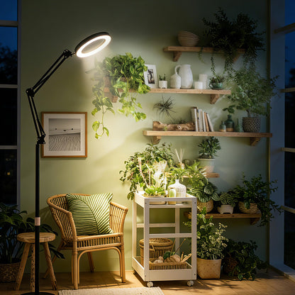 LETKEYS Floor Grow Lights for Indoor Plants, 10in Head Full Spectrum LED Plant Light with Stand, 10 Dimmable Levels & 3 Lighting Modes, Auto On Off Timer 3/9/12H, 36.6-66.6" Adjustable Height, Black