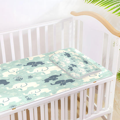 Burbuja Baby Cooling Mat Baby Elephant Bed Pad Ice Silk Cool Mat for Crib Mattress, Sleeping Pad with Pillowcase for Girl Boy, 28x52 in