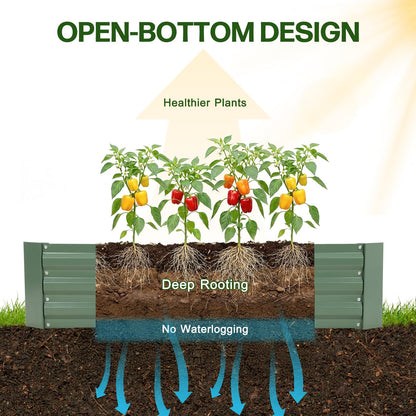 Aoodor 4 x 2 x 1 ft Outdoor Raised Garden Bed, Reinforced Galvanized Steel Planter Box for Vegetables, Flowers,Fruits and Herbs