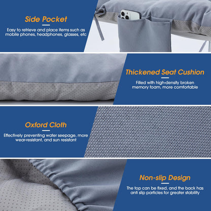 GNRZZT Outdoor Chaise Lounge Cushion 76 x 22 x 4.7 Inch, Thick Tufted Lounge Chair Cushion Replacement Pad for Patio Recliner, Indoor Outdoor Long Seat Cushion with Ties, Light Gray