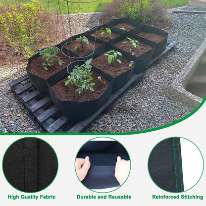 KLEWEE Fabric Raised Garden Bed, 128 Gallon 6 x 3FT Garden Growing Bags for Planting Vegetables, Flowers and Herbs, Breathable Plant Bed Large Grow Planter Bags 8 Grids