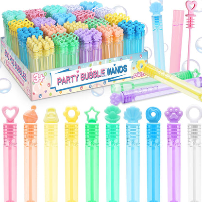 Kids Bubble Party Favors, 300 Pack Mini Bubbles Bulk with Gift Box, Pastel Bubble Wand Sticks for Party Toys, Birthday Supplies, Wedding Decorations, Carnival Prizes, Goody Bag Fillers Stuffers