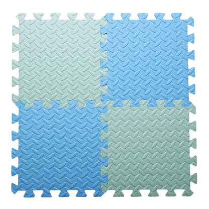 16 Tiles Foam Play Mat for Baby, Soft & Safe EVA Foam Mats for Floor, Square Baby Play Mat, Kids Foam Puzzle Floor Mat, 47x47 Play Mat for Playpen(Bean Green/Light Blue)