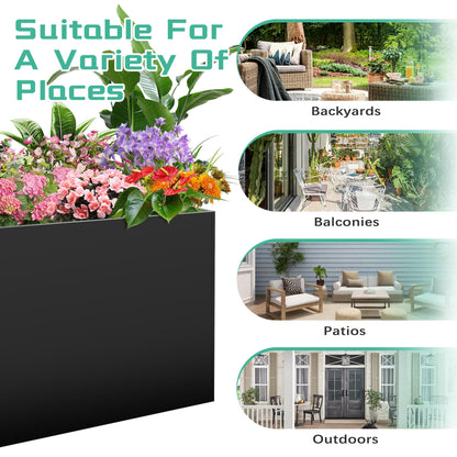 Metal Rectangular Planter Box, 38''L x16''Wx20''H Planter Boxes Outdoor Heavy Duty, Rectangular 3 Tier Adjustable Height Outdoor Galvanized Steel Plant Box, Garden Planter for Plants and Flowers