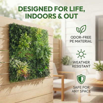 FOSZMAC Artificial Plant Wall Panels, 40"x 40" Greenery Boxwood Panels with UV Protection, Faux Grass Ivy Privacy Screen Fence, Grass Wall Backdrop for Indoor Outdoor Garden Backyard Decor