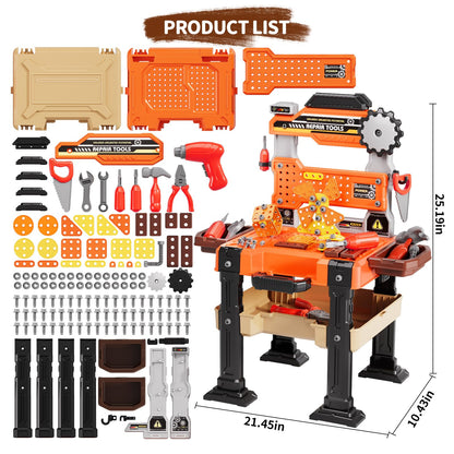 Novaluki Kids Tools Bench, Tool Box Playset with Screw and Electric Drill Toy, Pretend Play Construction Toys Work Bench for Toddlers 3-5 Years Old, Birthday for Boys Ages 3 4 5 6 7 8