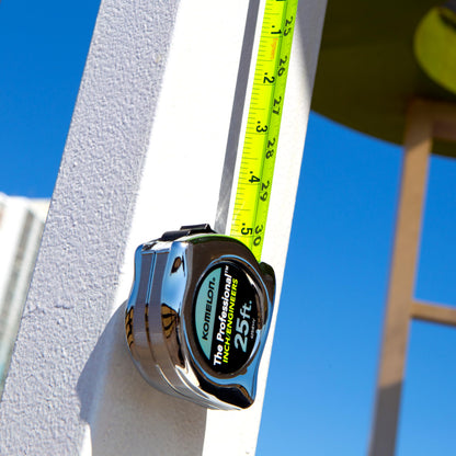 Komelon 425IEHV High-Visibility Professional Tape Measure Bother Inch and Engineer Scale Printed 25-Feet by 1-Inch, Chrome