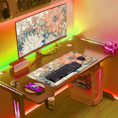 Nasdalgias Japanese Floral Desk Mat Boho Aesthetic Flower Desk Matt for Desktop Large XXL Gaming Mouse Pad Extended Deskpad Laptop Keyboard Computer Mat Office Decor for Women 31.5 X 15.7