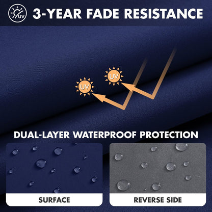 MIULEE Navy Outdoor Seat Cushion 24x24 Inch Set of 2 Waterproof & 3 Year Fade Resistant Deep Seat and Back Cushion for Patio Furniture Chair Sofa Couch with Handle and Adjustable Straps