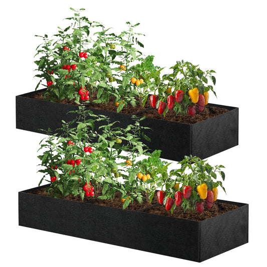 X-Kingsun 2Pack 4x2x1ft Fabric Raised Garden Bed 3 Grids Breathable Garden Growing Bags with Handle Square Planting Containers for Planting Herbs Flowers and Vegetables,57 Gallon