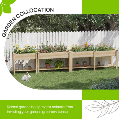 72x24x30.7 Wooden Planter Box with Storage Shelf Raised Garden Bed with Legs Elevated Wood Planter Box for Vegetables Flowers Herbs Garden Planter for Backyard Patio Balcony (Natural, Large)