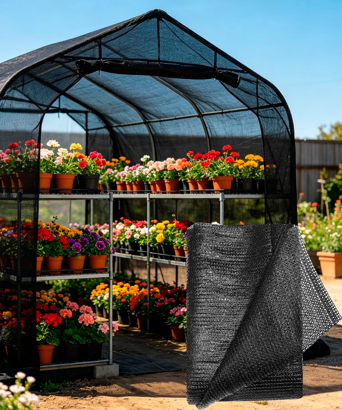 e.share Sun Shade Cloth, 40%-50% Sun Block Mesh Net, 10FT x 14FT Breathable Black Screen for Garden Greenhouse Patio Plants Vegetables Flowers