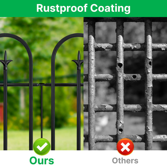 ARIFARO 36" H x 28" W No Dig Garden Fence, 5 Panels 11.6ft Black Metal Decorative Fence, Rustproof Easy Assembly Garden Border for Flower Bed, Yard, Patio