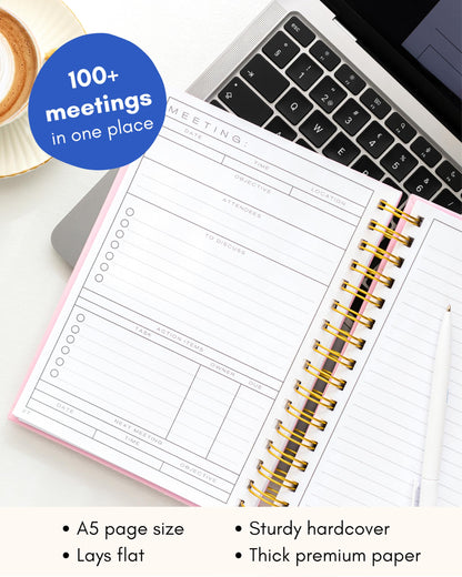 Lamare Meeting Notebook for Work Organization – Perfect Work Notebook for Note Taking, Meeting Planner and Office Supplies for Men & Women
