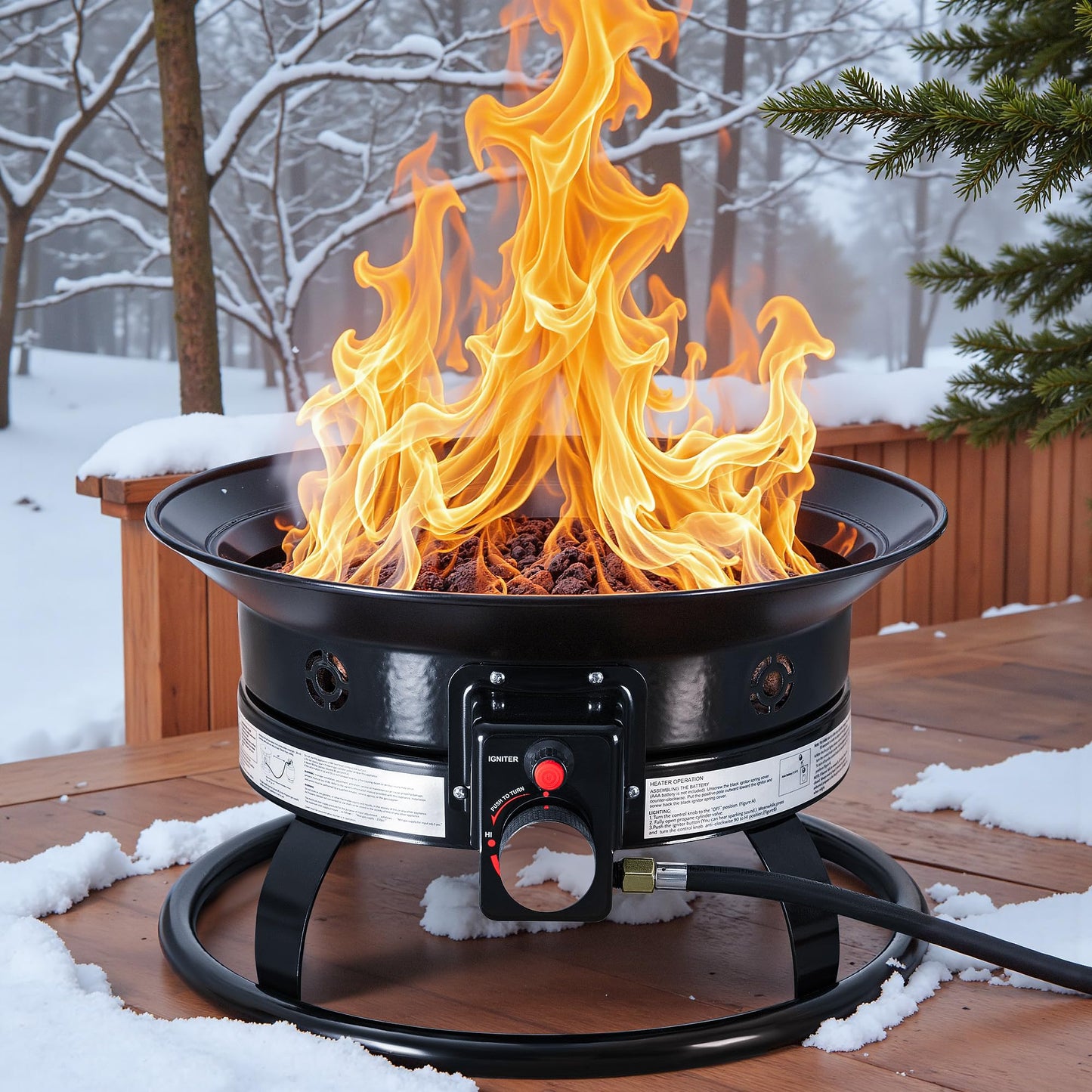 Devoko 19 Inch Smokeless Propane Fire Pit 53000 BTU Portable for Outside,Backyard, RV Camping and Beach Party