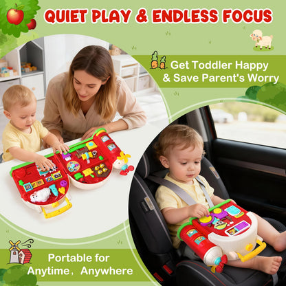 Toddler Toys for 1-2 Year Old Boys & Girls, Farm Barn Montessori Busy Board, Early Educational Toy for Kids 1-3, Motor Skills Developmental Toy for 12-18 Month, Christmas Birthday Gift for Aged 1+