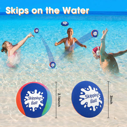 Korlon Skipping Water Ball, 4 Pack Water Bouncing Balls for Pool, Colorful Pool Toys for Swimming Game Summer Fun Lake Beach, Water Balls Toys with Mesh Bag