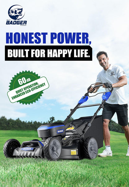 Wild Badger Power 40V 21″ Cordless Lawn Mower Brushless, 6,534 sq ft/0.15 ac, 2×4.0Ah Batteries & Fast Charger, 7-Position Heights,for Medium-to-Large Lawns