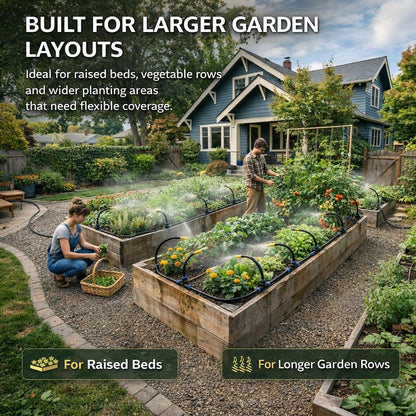 Automatic Garden Irrigation System 200ft, Upgraded Drip & Spray Watering Kit with 36 Adjustable Copper Nozzles for Raised Beds, Outdoor Garden, Lawn, Potted Plants & Greenhouse (200ft)