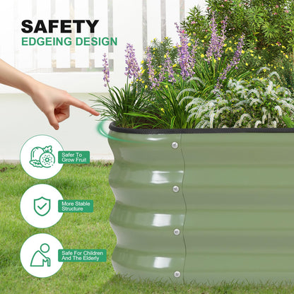 1MORE Raised Garden Bed -5X3X1 Galvanized Planter Box for Outdoor Gardening,4 in 1 Modular Raised Bed Kit with Protective Tape, Gloves for Herb,Ideal for Vegetables and Plants.Green-1Pack