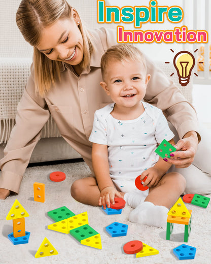 Zartores Montessori Toys for 1 2 3 Year Old Boys Girls Gifts, Wooden Shape Sorter Toys for Ages 2-4, Toddler Learning Toy Puzzles Birthday Gift Ages 1-3