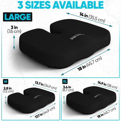 FORTEM Seat Cushion, Office Chair Cushion, Lumbar Support Pillow for Office Chair, Memory Foam Sciatica Coccyx Tailbone Pressure Pain Relief, Car Sitting Pad, Washable Non Slip
