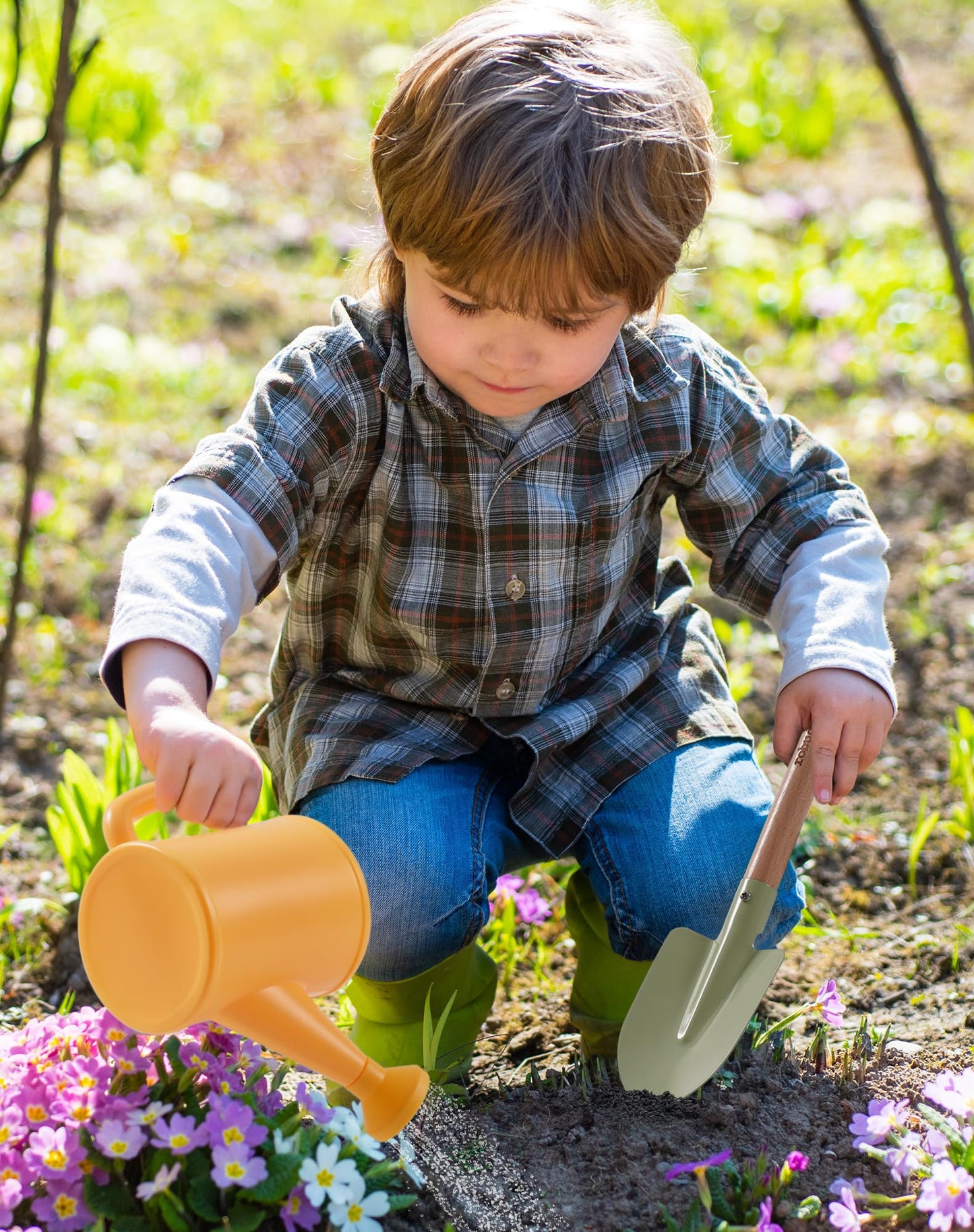 ROBUD Kid Gardening Set, Wooden Garden Tool for Kid, Garden Tool Kit with Tool Storage Bag, Apron, Gloves, Montessori Toys for Kids to be Closed to Nature, WRP25