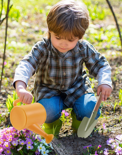 ROBUD Kid Gardening Set, Wooden Garden Tool for Kid, Garden Tool Kit with Tool Storage Bag, Apron, Gloves, Montessori Toys for Kids to be Closed to Nature, WRP25