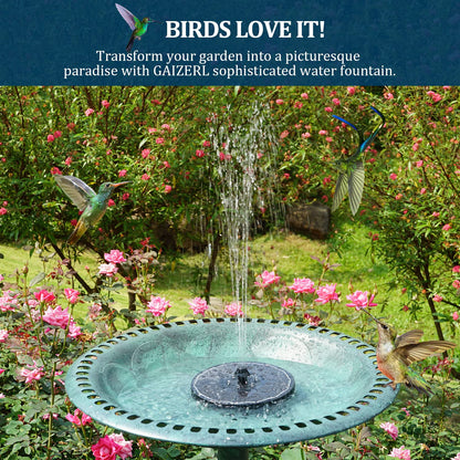 GAIZERL Solar Fountain New, 3.5W Solar Bird Bath Fountains with Glass Panel, 2200 Battery, Hummingbird Water Features with Color LED Lights, 8 Spray Modes & 4 Fixed Pipes for Garden, Pool, Pond