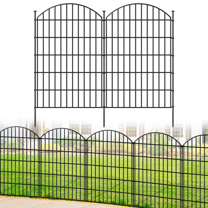 FOREHOGAR Metal Garden Fence 42in (H) x 23.3ft (L), 10 Panels + 11 Stakes Dog Fence Border Fence Animal Barrier, No Dig Garden Fencing for Yard Flower Bed Lawn Patio Outdoor, CTW4210 Black