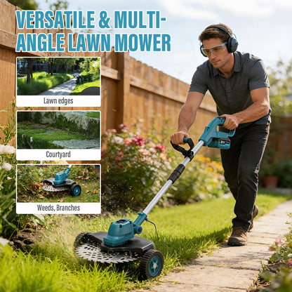 Electric String Trimmer Cordless with Wheel, 1000W Battery Powered Weed Wacker, 2x4.0Ah Batteries, Adjustable Length, 4‑in‑1 Lightweight Grass Trimmer/Brush Cutter/Weed Trimmer/Edger Tool