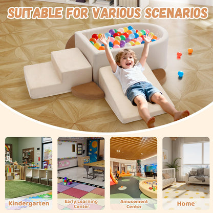 Asweets Foam Climbing Blocks with Ball Pit for Toddlers, 6-Piece Soft Play Set Toddler Climbing Toys Indoor, Climb Crawl Activity Playset (Balls not Included)