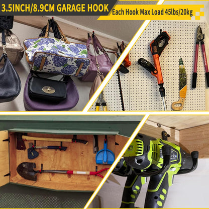 Huondonk Overhead Garage Storage Rack 4 Pack with 4 Hooks, 66Lbs & 45Lbs Capacity, Heavy-Duty 444Lbs Total Garage Ceiling Storage System