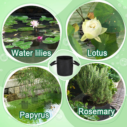 Aulock 8-Pack Lily Grow Bags for Pond - Durable Nonwoven Fabric Plant Pots with Handles, Aquatic Pond Planter for Aquatic Plants Water Lily, Black, (8''x 8''- 1.8 Gallons)