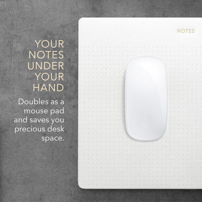 Pinesman - Mouse Pad Notepad for Professionals, 9.8" x 7.9", 50 Sheets, Minimalist, Gold Foiled, Dotted Layout, Executive's Desk Note Pad, To Do List Notepad, Eco-friendly, FSC™ Certified Planner Pad