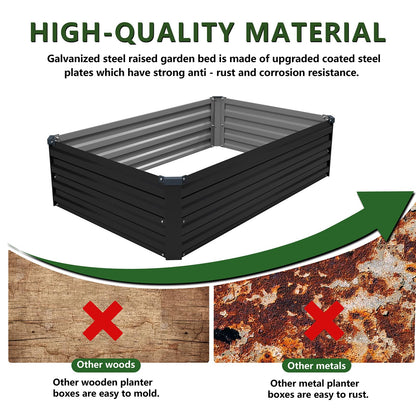 ZUNUDA 4×3×1FT(2PCS) Galvanized Raised Garden Bed Kit Metal Planter Boxes,Large Raised Garden Bed for Planting Vegetables,Flowers,Herbs -Black