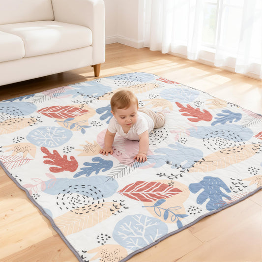 CAPAKIDDO 50"x50" Baby Play Mat, Premium Thicker Foam Floor Mat, Bohemian Non-Slip Playpen Mat for Infants & Toddlers, Foldable Machine Washable Crawling Mat