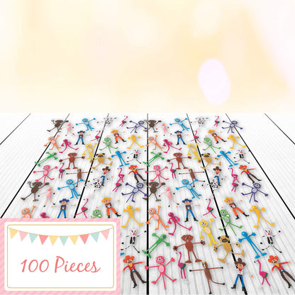 Fun Express Mega Bendable Toy Bulk Assortment 100 Pieces - Party Favors for Kids 4-8 & 8-12 | Classroom Prizes, Treasure Box Toys, Goodie Bag Stuffers | Birthday Party Supplies & Halloween Rewards