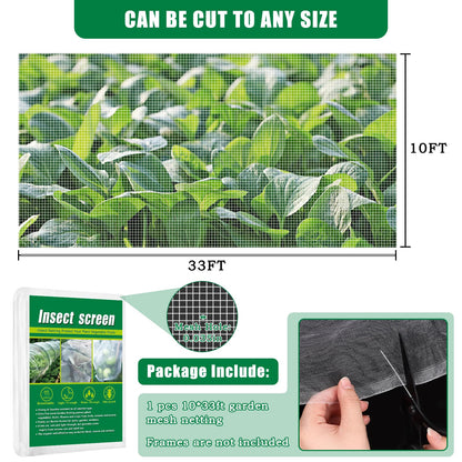 10 X 33 FT Garden Mesh Netting Pest Barrier for Raised Beds, Fruit Tree Netting for Cicadas, Bird Insect Nettings for Gardening, Blueberry Bush Strawberry Nettings Cover for Garden Protection