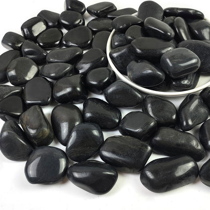 SHIZWU 1-2.2 Inch High Decorative Black River Rocks, 5LB Polished Stones, Pebbles for Landscaping, Fish Tank, Garden, Vase Filling Pebbles, Outdoor Decorative River Rocks