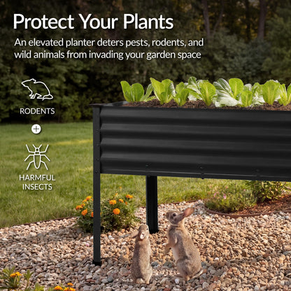 Best Choice Products 48x24x30in Galvanized Raised Garden Bed, Metal Elevated Planter Box, Vegetable Garden for Backyard, Patio, Balcony, 100% Non Toxic Materials - Black