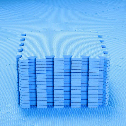 qqpp EVA Rubber 18 Tiles Interlocking Puzzle Foam Floor Mats - Baby Play Mat for Playing | Exercise Mat for Home Workout. Blue. QC-Gb18N