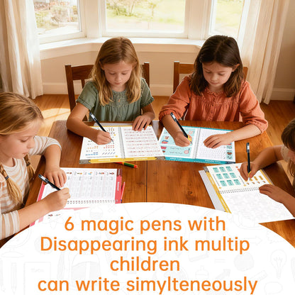 KAK Magic Grooved Writing Practice, grooved Handwriting Practice for Kids 6 Books Ages 3-8, Includes Pen Grips & 10 Refills,Preschool Learning