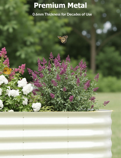 Garvee Steel Raised Garden Bed Kit - Rust-Proof Open Base Design, Tool-Free Assembly, 1.5-2 ft Deep Planter Box for Vegetables,Herbs,Flowers,White,6x3x2 ft