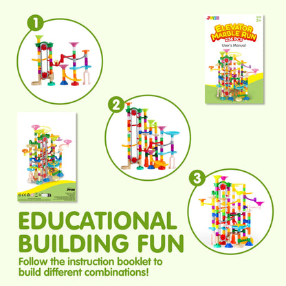 JOYIN 236Pcs Glowing Marble Run with Motorized Elevator- Construction Building Blocks Toys with 30 Glow in The Dark Plastic Marbles, STEM Toy for Boys and Girls, Birthday Gift, Easter Basket Stuffers
