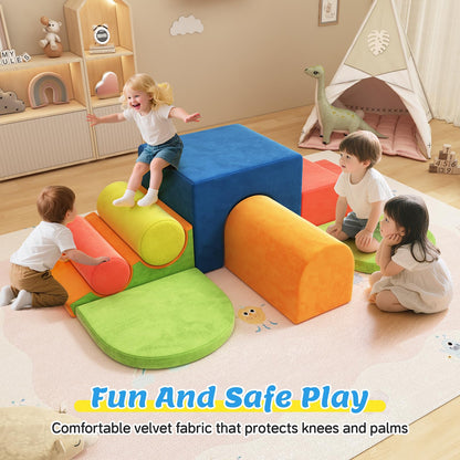 BabeNova 12-Piece Foam Climbing Blocks for Toddlers 1-3, Toddler Climbing Toys Indoor Soft Play Set, Kids Foam Climb Blocks with Tunnel, Steps, Rollers for Crawling, Montessori Indoor Play Gym