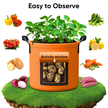 10 Gallon Potato Grow Bags - 6 Pack 350g Heavy Duty Thick Aeration Nonwoven Fabric Pots with Handles, Potatoes Grow Bags 10 Gal with Flap, Garden Bags for Growing Potatoes Plant Vegetables Flower